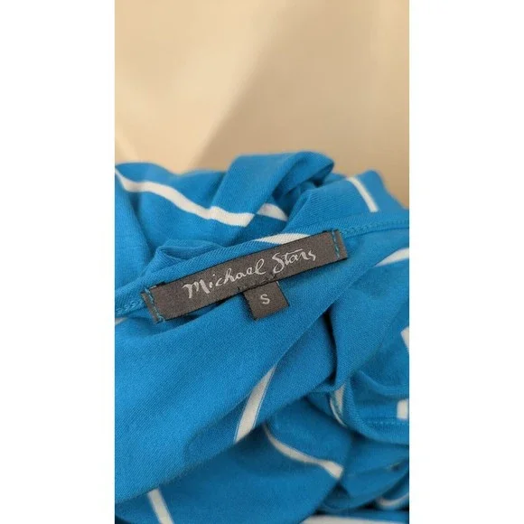 Michael Stars Harlow Stripe Island Atlantic Maxi Dress Aqua Blue Racerback S - Picture 8 of 9